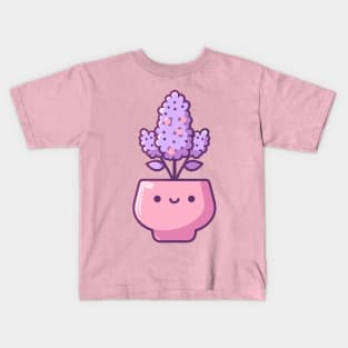 Cute Purple Hyacinth House Plant | Kawaii Cute Plant Design | Kawaii Style Art Kids T-Shirt